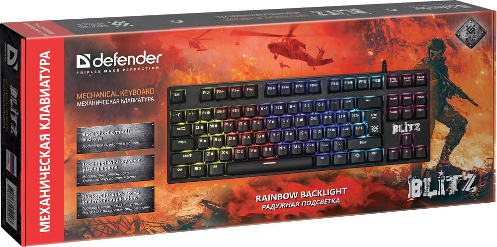 Клавиатура Defender Blitz GK-240L механическая черный USB for gamer LED фото 1