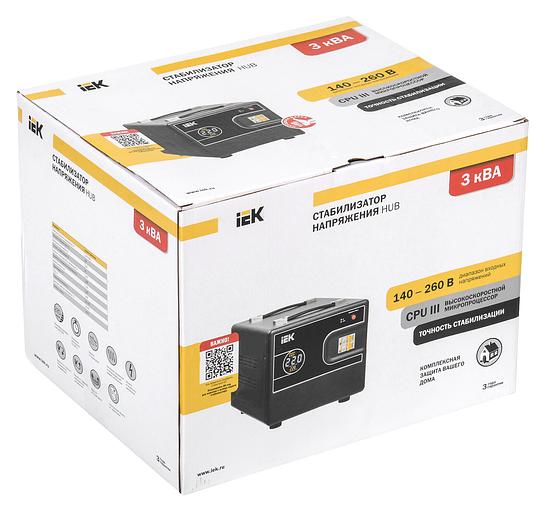 Стабилизатор напряжения IEK Hub 3кВА однофазный черный (IVS21-1-003-13) фото 2