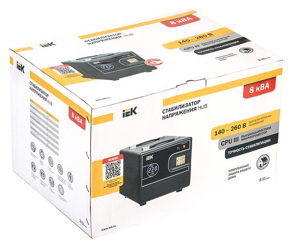 Стабилизатор напряжения IEK Hub 8кВА однофазный черный (IVS21-1-008-13) фото 2