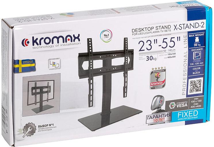 Стойка для телевизора Kromax X-STAND-2 черный 23"-55" макс.30кг крепление к столешнице фото 7