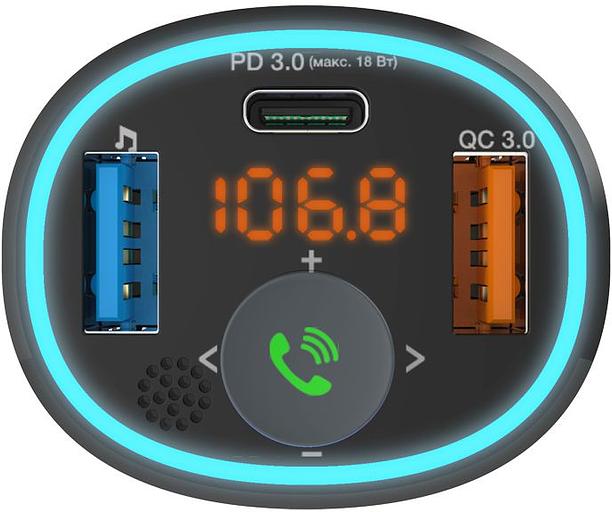 Автомобильный FM-модулятор Ritmix FMT-B300 черный BT USB (80000849) фото 1