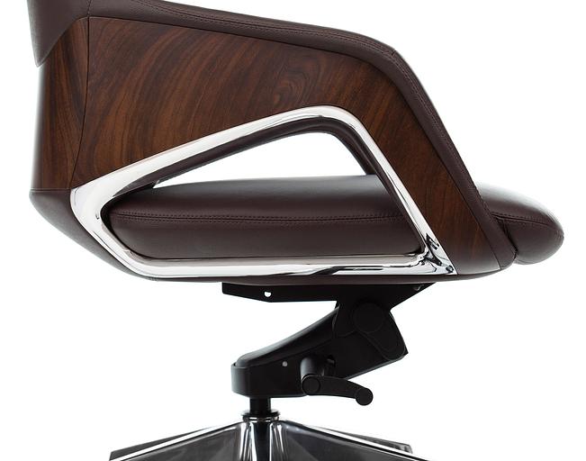 Кресло руководителя Бюрократ _DAO-2 коричневый кожа с подголов. крестовина алюминий фото 6