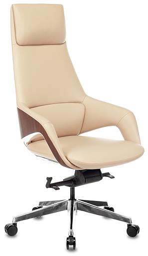Кресло руководителя Бюрократ _DAO-2 бежевый кожа с подголов. крестовина алюминий фото 1
