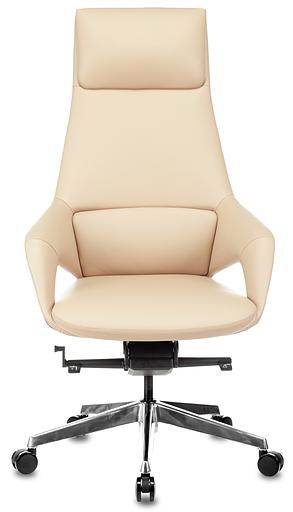 Кресло руководителя Бюрократ _DAO-2 бежевый кожа с подголов. крестовина алюминий фото 2