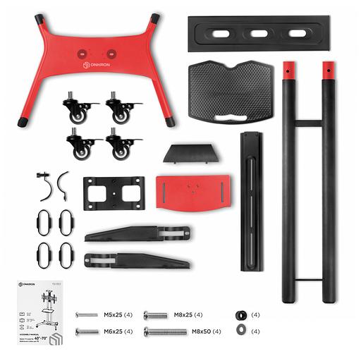 Стойка для телевизора Onkron TS1551 красный 40"-70" макс.45.5кг напольный мобильный фото 5