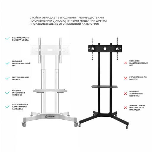Стойка для телевизора Onkron TS1351 белый 32"-65" макс.45.5кг напольный мобильный фото 2