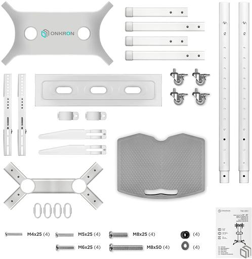 Стойка для телевизора Onkron TS1351 белый 32"-65" макс.45.5кг напольный мобильный фото 7