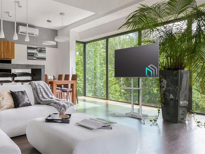 Стойка для телевизора Onkron TS1351 белый 32"-65" макс.45.5кг напольный мобильный фото 9