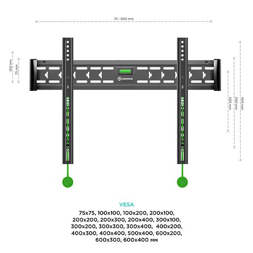 Кронштейн для телевизора Onkron FM6 черный 43"-85" макс.68.2кг настенный фиксированный фото 3