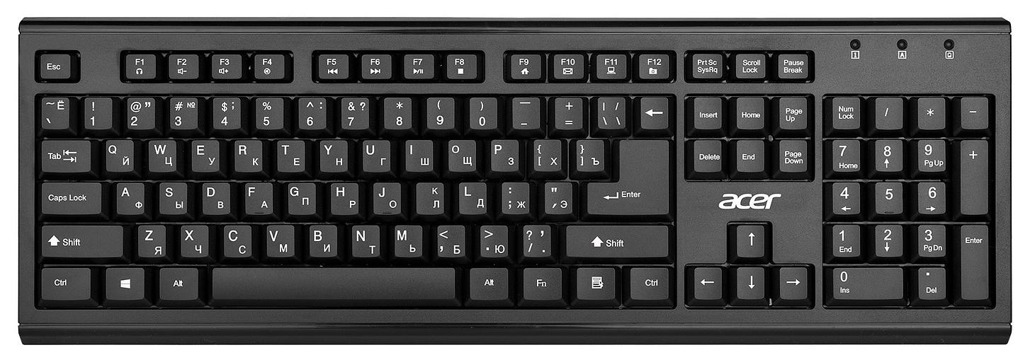 Клавиатура + мышь Acer OKR120 клав:черный мышь:черный USB беспроводная Multimedia фото 2