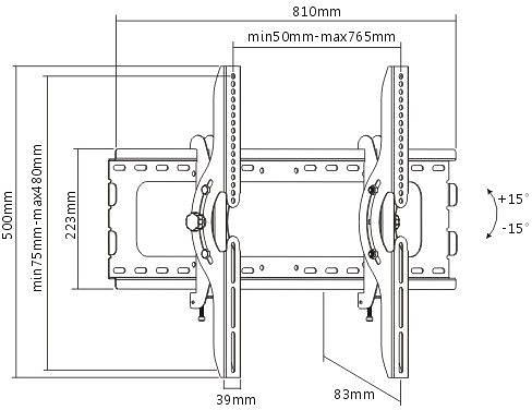Кронштейн для телевизора Ultramounts UM 843T черный 37"-75" макс.75кг настенный поворот и наклон фото 2