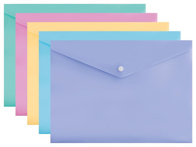 Конверт на кнопке Бюрократ Pastel -PKPAST/BLUE A4 пластик 0.18мм голубой фото 4