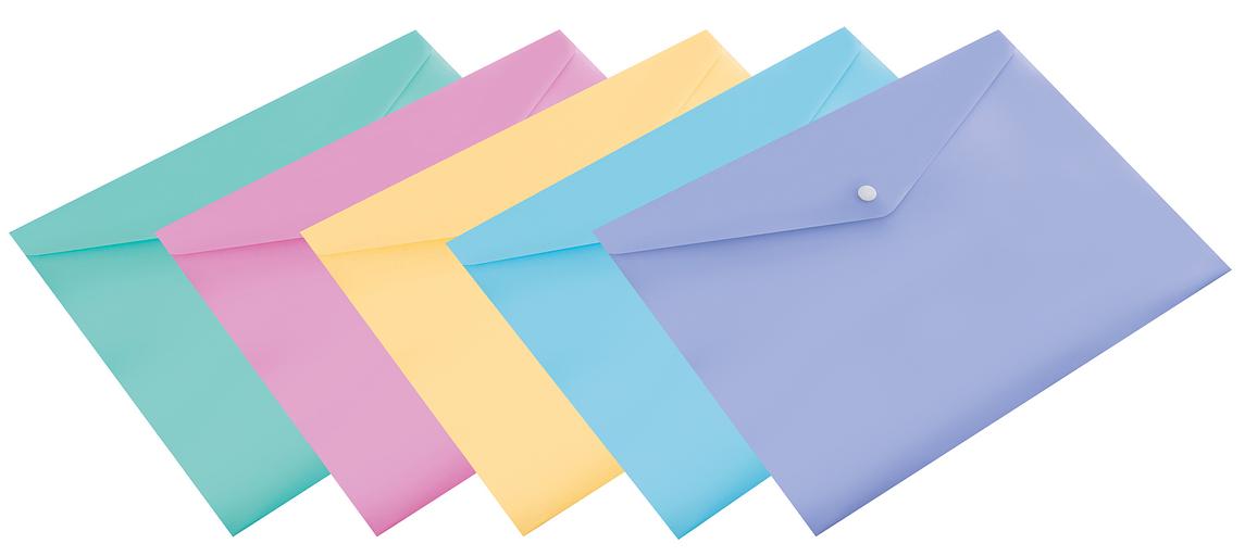 Конверт на кнопке Бюрократ Pastel -PKPAST/YEL A4 пластик 0.18мм желтый фото 3
