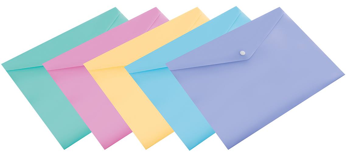 Конверт на кнопке Бюрократ Pastel -PKPAST/YEL A4 пластик 0.18мм желтый фото 4