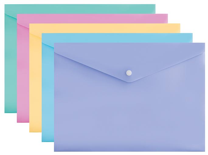Конверт на кнопке Бюрократ Pastel -PKPAST/VIO A4 пластик 0.18мм фиолетовый фото 4