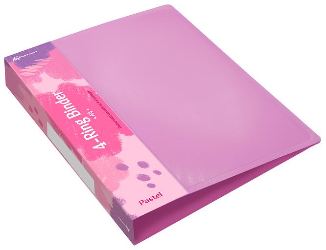 Папка панорама на 4-х кольцах Бюрократ Pastel PAST0740/4RPINK A4 пластик 0.7мм кор.40мм торц.карм с бум. встав розовый фото 3