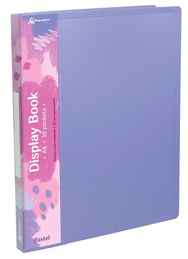 Папка с 10 прозр.вклад. Бюрократ Pastel PAST10VIO A4 пластик 0.5мм торц.карм с бум. встав фиолетовый фото 2