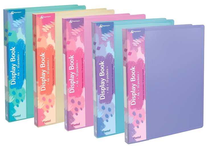 Папка с 10 прозр.вклад. Бюрократ Pastel PAST10VIO A4 пластик 0.5мм торц.карм с бум. встав фиолетовый фото 5