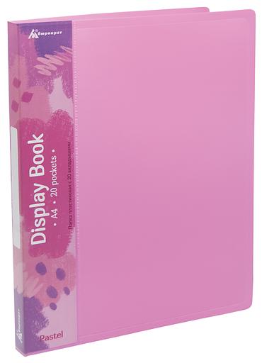 Папка с 20 прозр.вклад. Бюрократ Pastel PAST20PINK A4 пластик 0.5мм торц.карм с бум. встав розовый фото 2