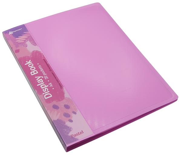 Папка с 20 прозр.вклад. Бюрократ Pastel PAST20PINK A4 пластик 0.5мм торц.карм с бум. встав розовый фото 3
