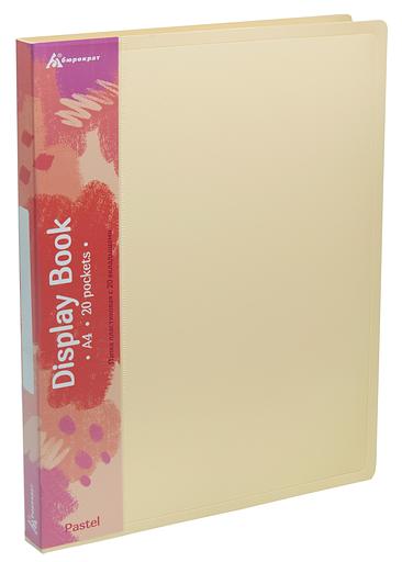 Папка с 20 прозр.вклад. Бюрократ Pastel PAST20YEL A4 пластик 0.5мм торц.карм с бум. встав желтый фото 2