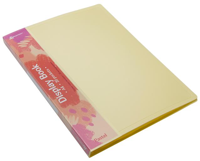 Папка с 20 прозр.вклад. Бюрократ Pastel PAST20YEL A4 пластик 0.5мм торц.карм с бум. встав желтый фото 3