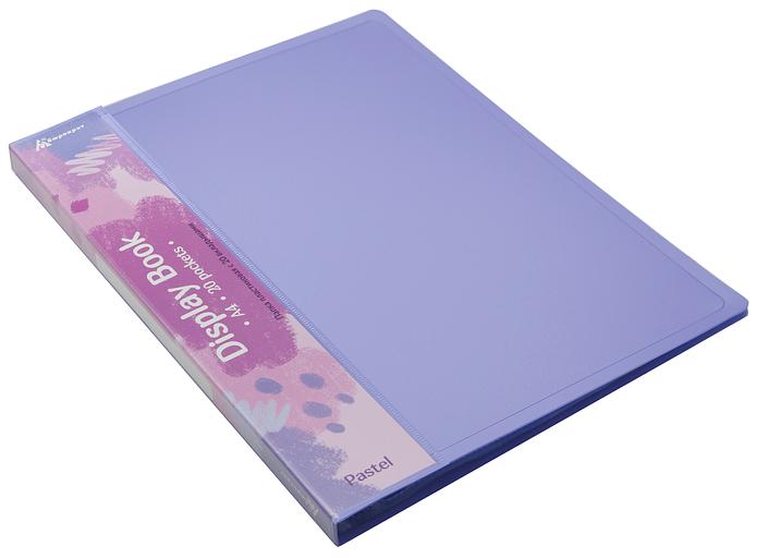 Папка с 20 прозр.вклад. Бюрократ Pastel PAST20VIO A4 пластик 0.5мм торц.карм с бум. встав фиолетовый фото 3