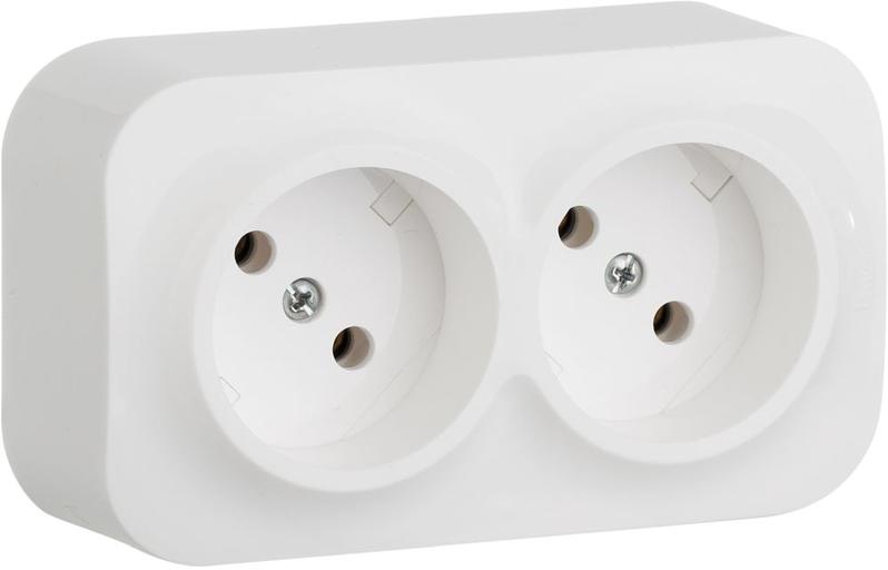 Розеточный блок с предварительным подключением 2 x 2К без шторок - 16 A - 250 В~ - Quteo IP 20 - Белый Legrand 782231 фото 1