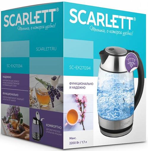Чайник электрический Scarlett SC-EK27G94 1.7л. 2200Вт нержавеющая сталь (корпус: стекло) фото 2