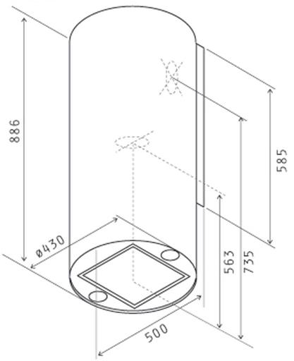 Вытяжка каминная Jet Air Pipe BL/A/43 черный управление: кнопочное (1 мотор) фото 2