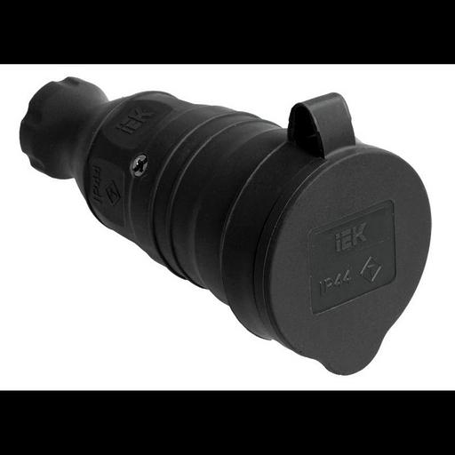 Блок силовая (1 розетка) IEK Омега (PKR21-016-2-K02) откр. зазем. крыш. IP44 черный (упак.:1шт) фото 1