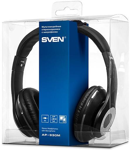Наушники с микрофоном Sven AP-930M черный/серебристый 1.3м мониторные оголовье (SV-013608) фото 6