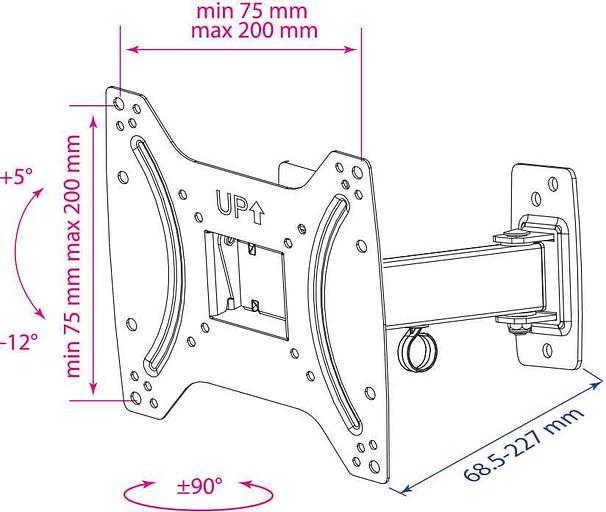 Кронштейн для телевизора Kromax OPTIMA-203 черный 15"-42" макс.25кг настенный поворот и наклон фото 2