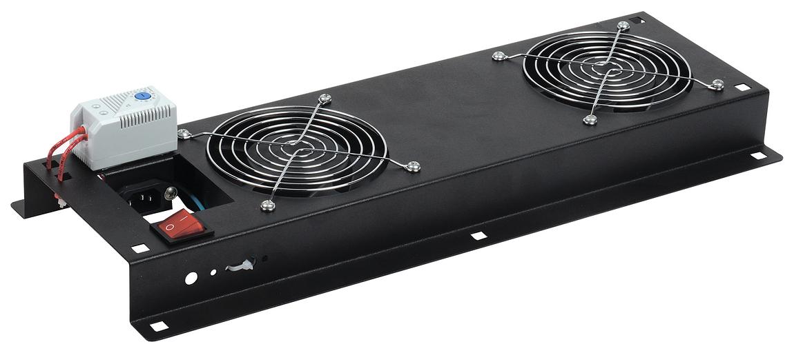 Панель вентиляторная ITK (FM05-22M) 2 вент. с термостатом черный (упак.:1шт) фото 1