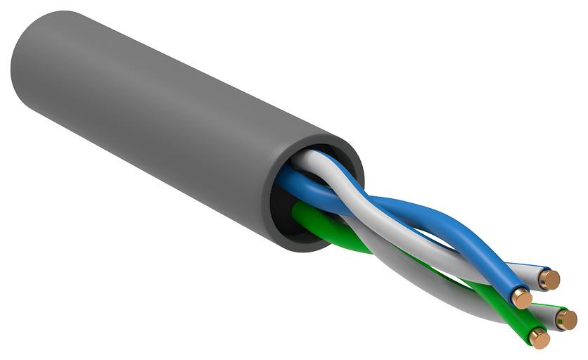 Кабель информационный ITK BC1-C5E02-111-305-G кат.5е U/UTP не экранированный 2X2 PVC внутренний 305м серый фото 1