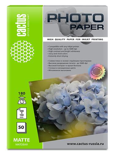 Фотобумага Cactus CS-MA618050 A6/180г/м2/50л./белый матовое для струйной печати фото 1