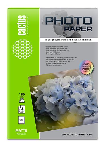 Фотобумага Cactus CS-MA318050 A3/180г/м2/50л./белый матовое для струйной печати фото 1