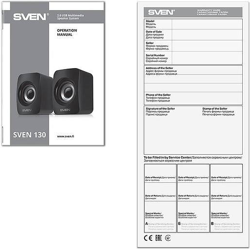 AC SVEN 130, черный (6 Вт, питание USB) Sven SV-020224 фото 3