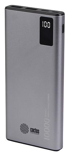Мобильный аккумулятор Cactus CS-PBFSLT-10000 10000mAh 3A 2xUSB серый фото 1