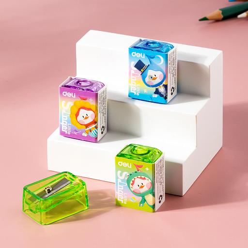 Точилка для карандашей ручная Deli EH552 Little Singer 1 отверстие пластик ассорти коробка фото 8