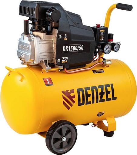 Компрессор поршневой Denzel DK1500/50,Х-PRO масляный 230л/мин 50л 1500Вт желтый/черный фото 2