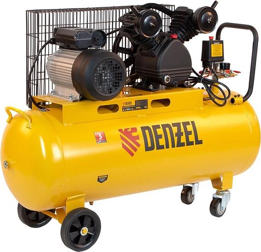 Компрессор поршневой Denzel BCV2200/100 масляный 370л/мин 100л 2200Вт желтый/черный фото 2
