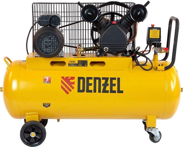 Компрессор поршневой Denzel BCV2200/100 масляный 370л/мин 100л 2200Вт желтый/черный фото 7