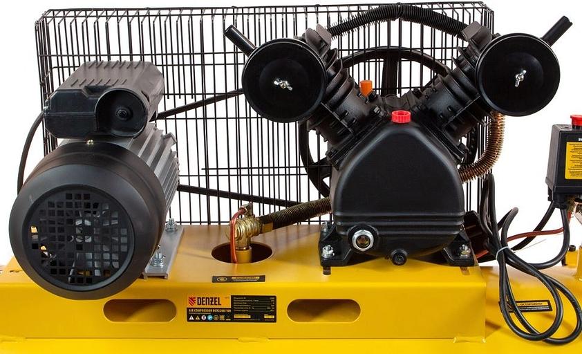 Компрессор поршневой Denzel BCV2200/100 масляный 370л/мин 100л 2200Вт желтый/черный фото 9