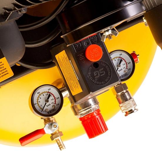 Компрессор поршневой Denzel BCV2200/100V масляный 440л/мин 100л 2300Вт желтый/черный фото 6