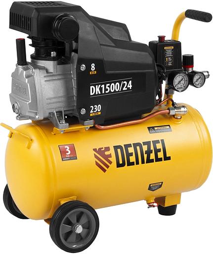 Компрессор поршневой Denzel DK1500/24,Х-PRO масляный 230л/мин 24л 1500Вт желтый/черный фото 6