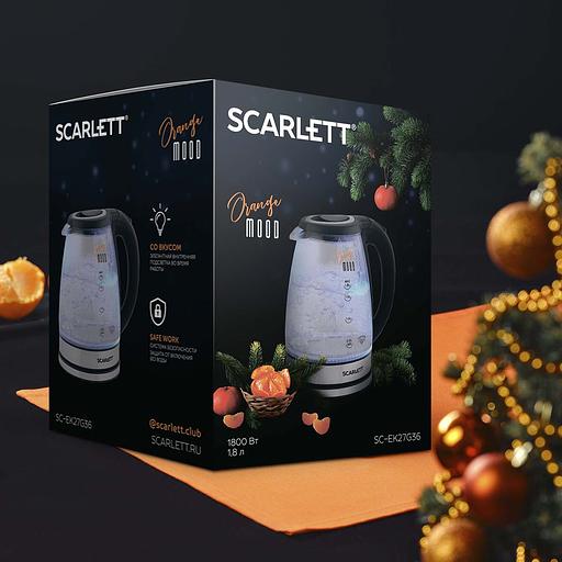 Чайник электрический Scarlett SC-EK27G36 1.8л. 1800Вт черный (корпус: стекло) фото 6