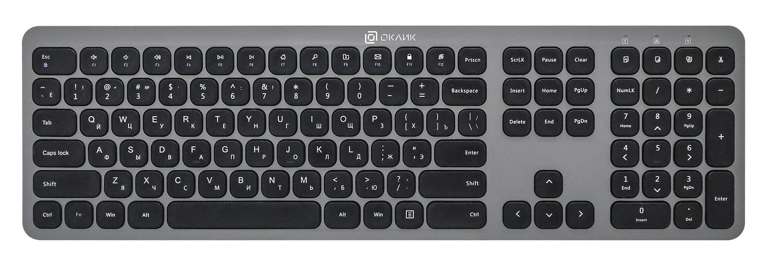 Клавиатура + мышь Оклик 300M клав:серый мышь:серый USB беспроводная slim Multimedia фото 3