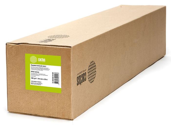 Холст Cactus CS-MC260-91430 914мм-30м/260г/м2/белый матовое синтетика для струйной печати втулка:50.8мм (2") фото 1