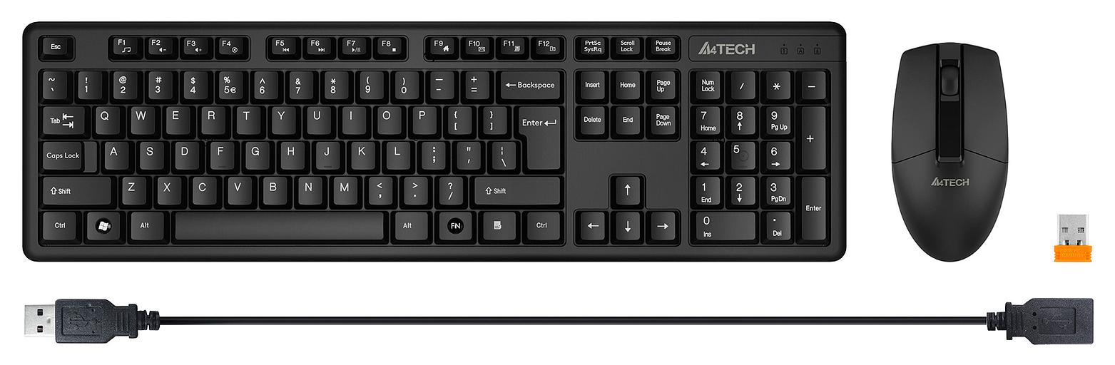 Клавиатура + мышь A4Tech 3330N клав:черный мышь:черный USB беспроводная Multimedia фото 5